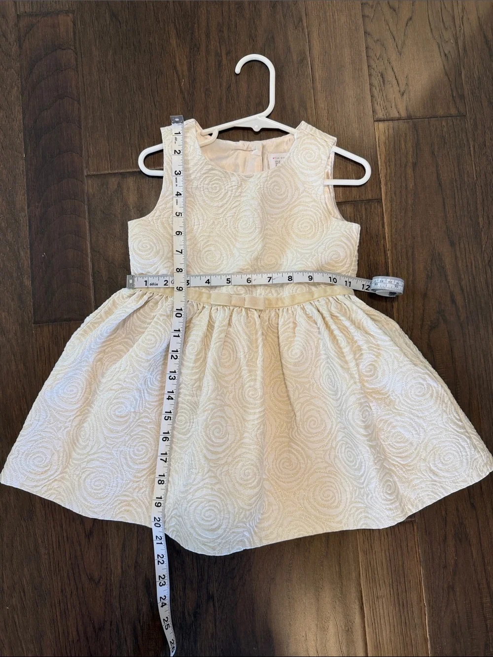 The Children's Place Cream Textured Swirl Party Dress with Waist Bow